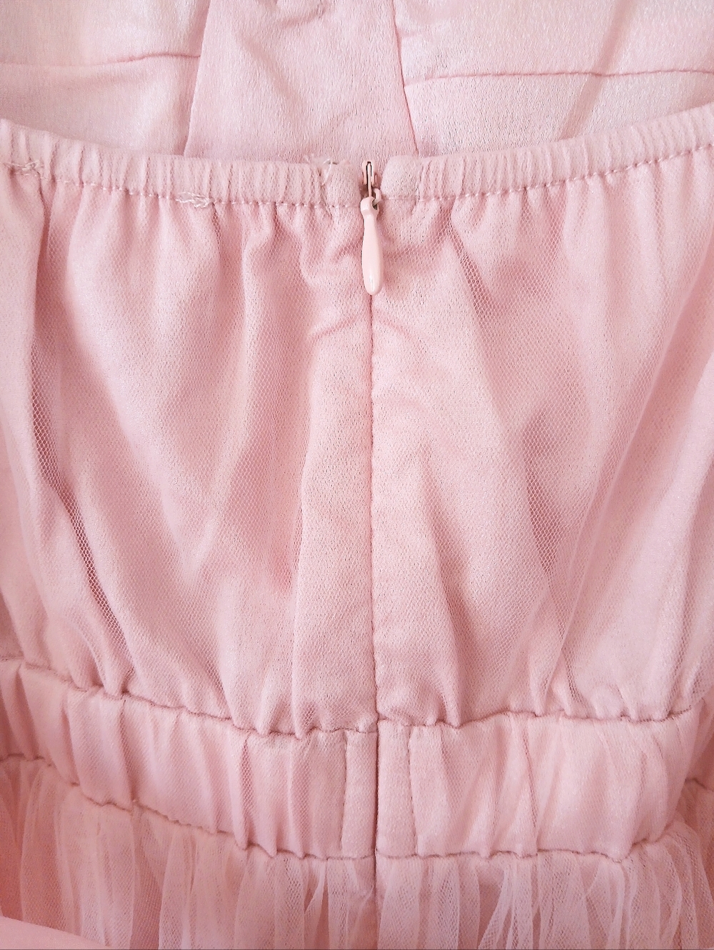 Blush PINK Tulle Midi DRESS Ruffle Bow Waist MABLE Graduation Wonen's Size M - Picture 11 of 15